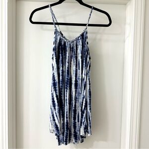 Peyton Jensen Navy Blue Tie-Dye Niagara Braid Trim Tank Tunic, Size S, NWT